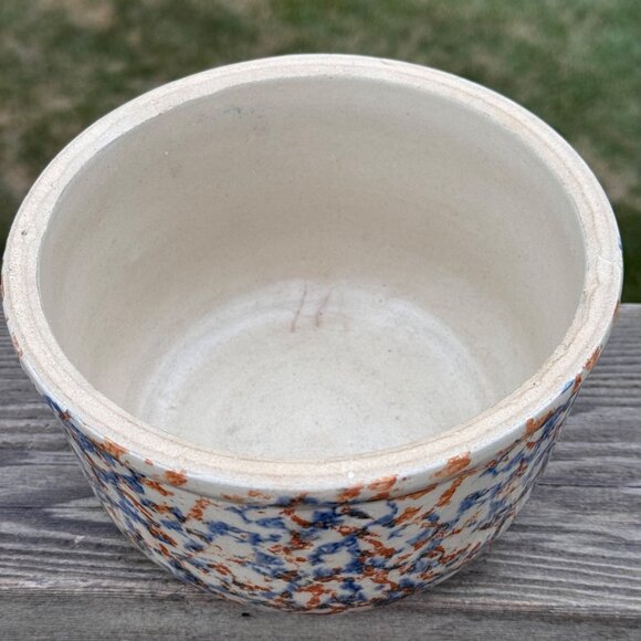 VTG Redwing Stoneware Smooth Spongeware Bowl Blue Brown Spongeware Farmhouse 7" - Picture 7 of 14